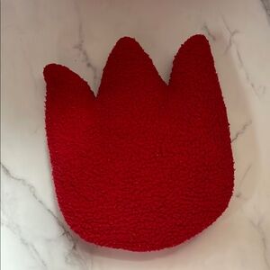 Red Plush Tulip Decorative Pillow